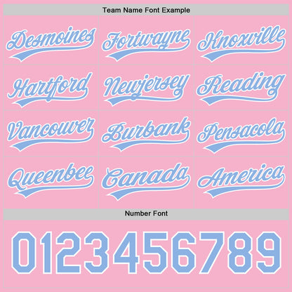 Custom Light Pink Light Blue-White 3D Love Heart Valentine's Day Authentic Baseball Jersey - Sky-Custom