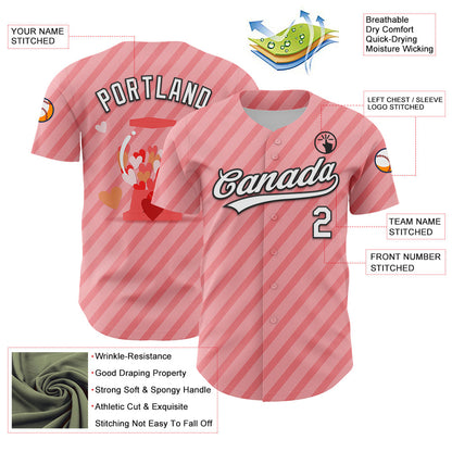 Custom Medium Pink White-Black 3D Love Heart Valentine's Day Authentic Baseball Jersey - Sky-Custom