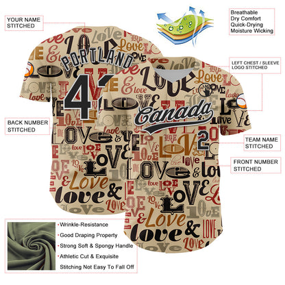 Custom City Cream Black-White 3D Love Valentine's Day Authentic Baseball Jersey - Sky-Custom