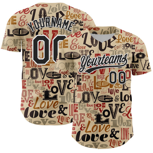 Custom City Cream Black-White 3D Love Valentine's Day Authentic Baseball Jersey - Sky-Custom