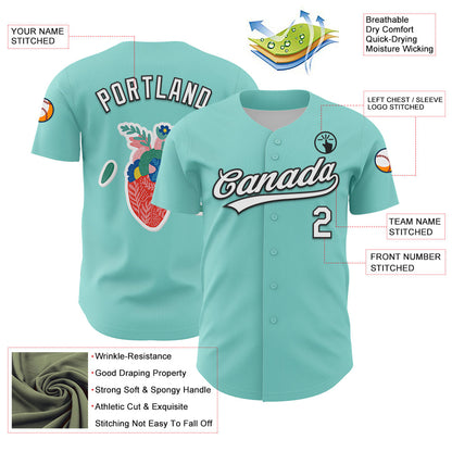 Custom Ice Blue White-Black 3D Love Heart Valentine's Day Authentic Baseball Jersey - Sky-Custom