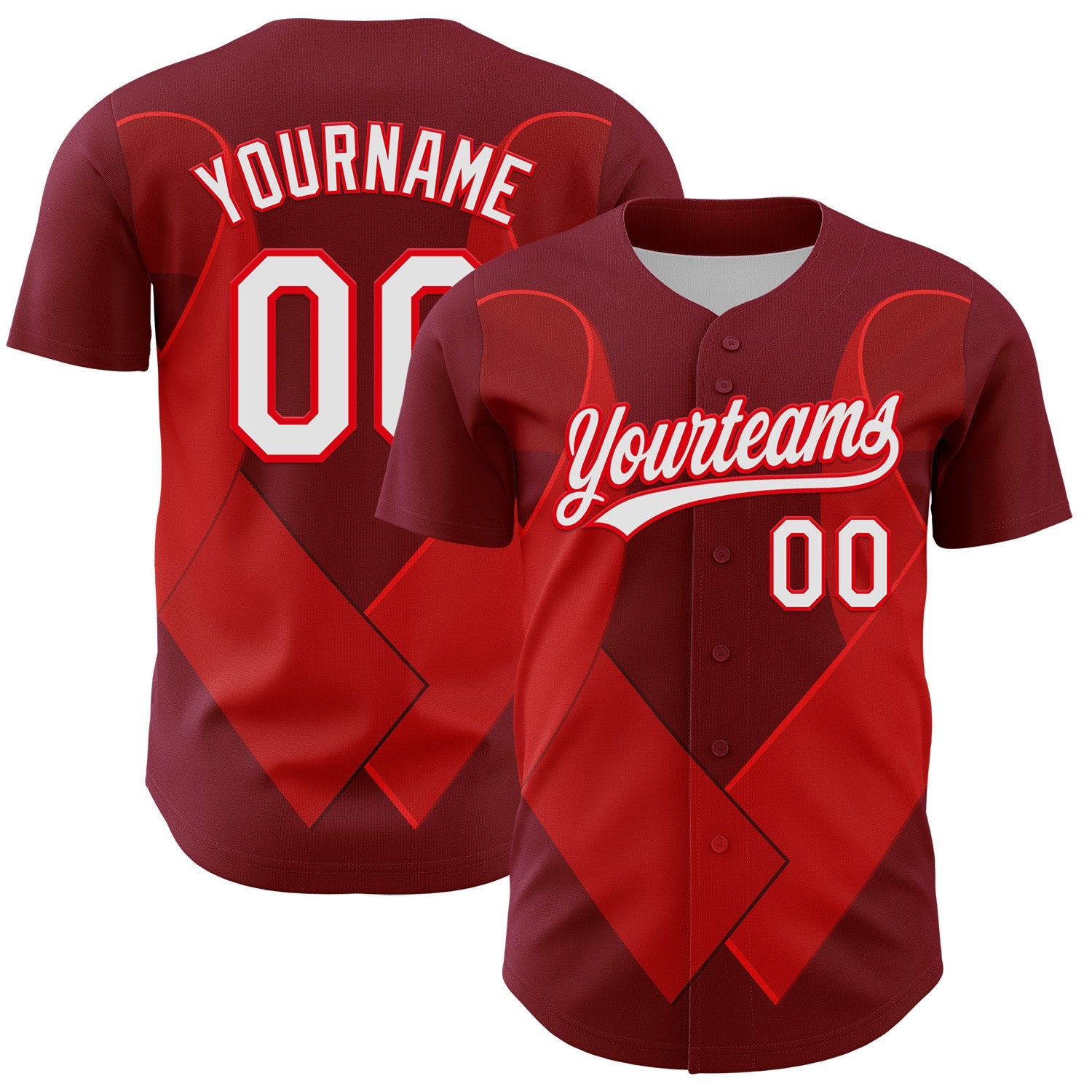 Custom Maroon White-Fire Red 3D Blood Cancer Ribbon Authentic Baseball Jersey - Sky-Custom