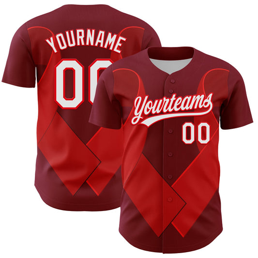 Custom Maroon White-Fire Red 3D Blood Cancer Ribbon Authentic Baseball Jersey - Sky-Custom
