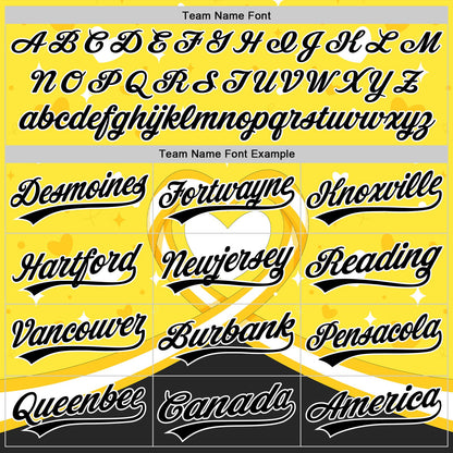 Custom Yellow Black-White 3D Bone Cancer Ribbon Authentic Baseball Jersey - Sky-Custom