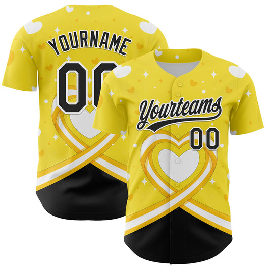 Custom Yellow Black-White 3D Bone Cancer Ribbon Authentic Baseball Jersey - Sky-Custom