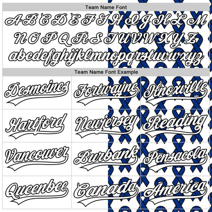 Custom White Black-Navy 3D Colorectal Cancer Ribbon Authentic Baseball Jersey - Sky-Custom