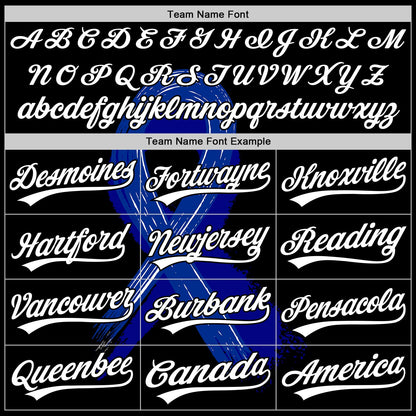 Custom Black White-Royal 3D Colorectal Cancer Ribbon Authentic Baseball Jersey - Sky-Custom