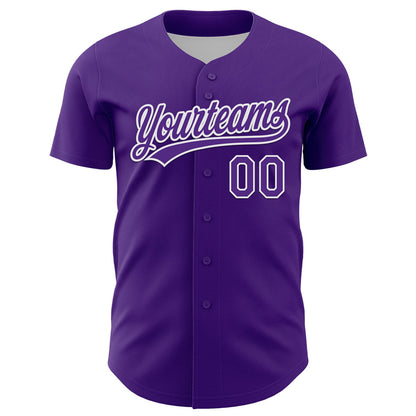 Custom Purple White 3D Gastric Cancer Ribbon Authentic Baseball Jersey - Sky-Custom