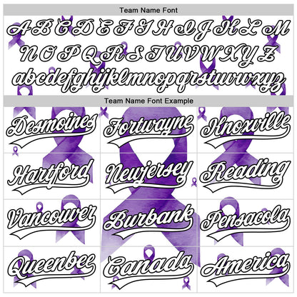 Custom White Purple-Black 3D Gynecological Cancer Ribbon Authentic Baseball Jersey - Sky-Custom