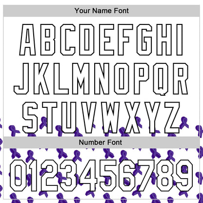 Custom White Purple-Black 3D Gynecological Cancer Ribbon Authentic Baseball Jersey - Sky-Custom