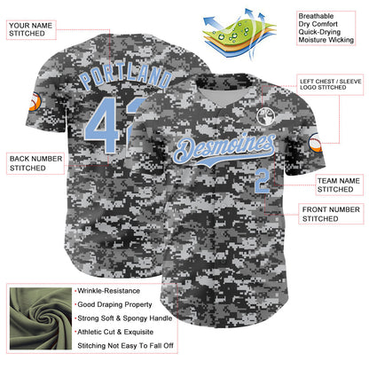 Custom Camo Light Blue-White 3D Authentic Salute To Service Baseball Jersey - Sky-Custom