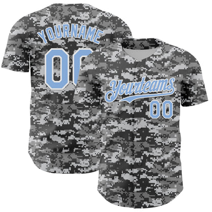 Custom Camo Light Blue-White 3D Authentic Salute To Service Baseball Jersey - Sky-Custom