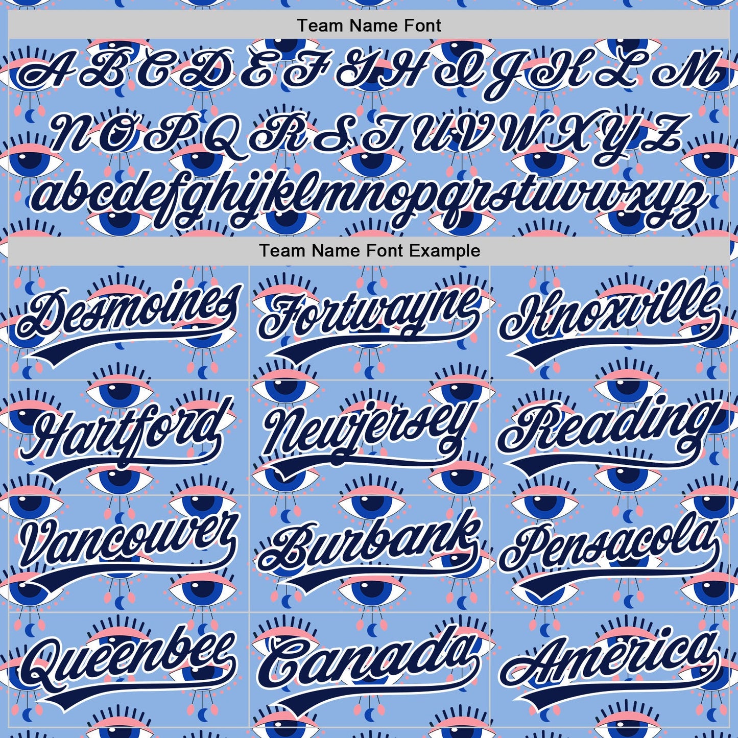 Custom Light Blue Navy-White 3D Pattern Design Evil Eyes Authentic Baseball Jersey - Sky-Custom