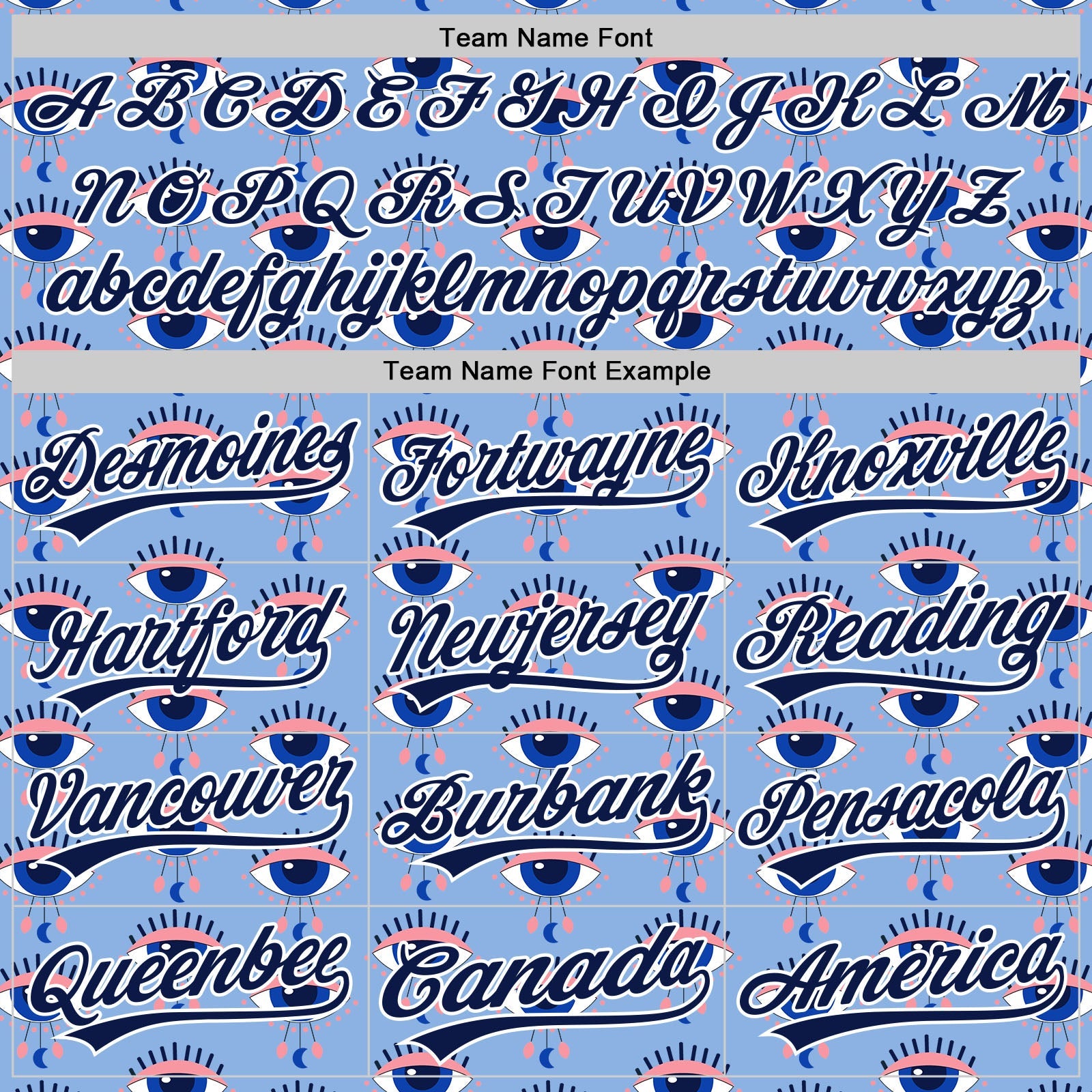 Custom Light Blue Navy-White 3D Pattern Design Evil Eyes Authentic Baseball Jersey - Sky-Custom