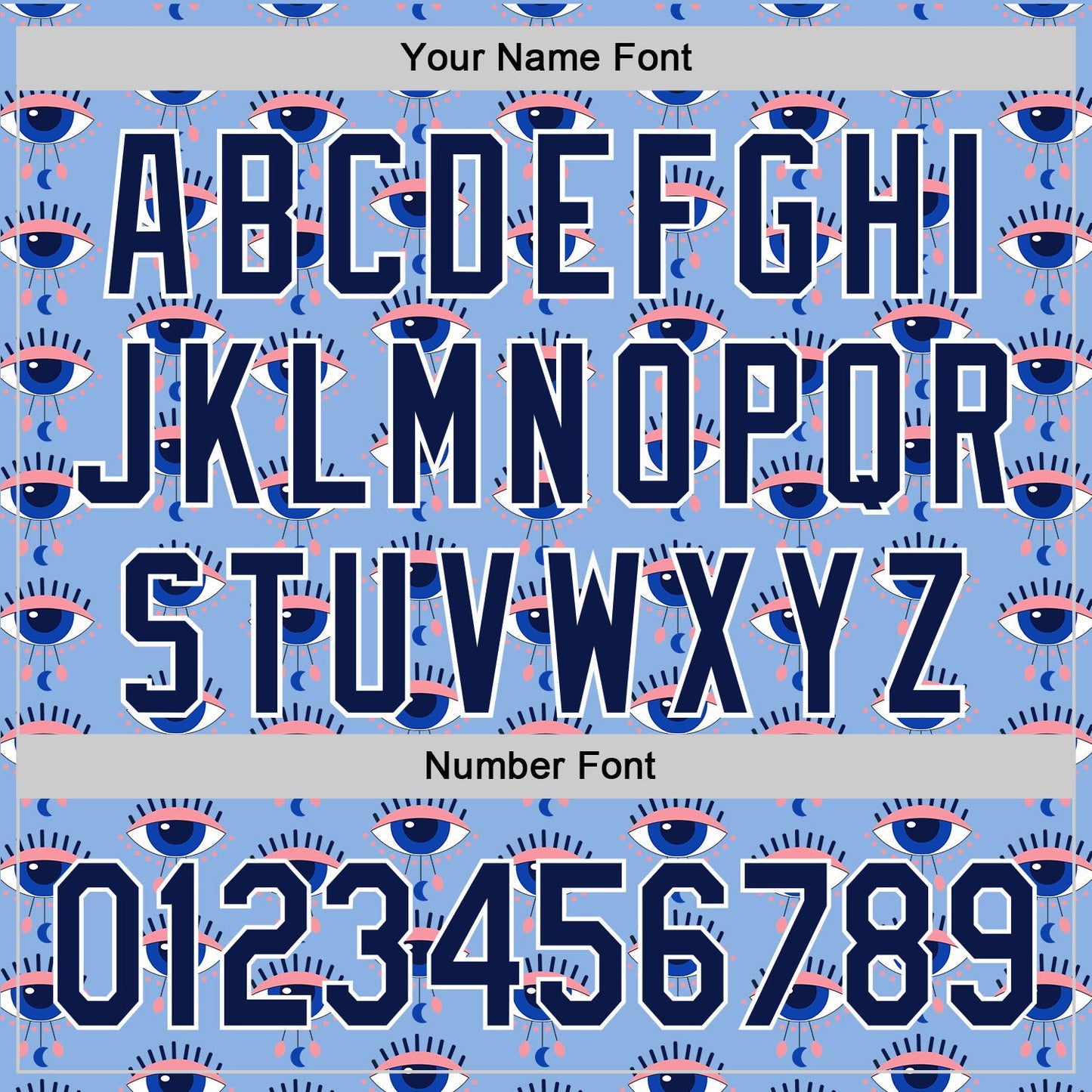 Custom Light Blue Navy-White 3D Pattern Design Evil Eyes Authentic Baseball Jersey - Sky-Custom