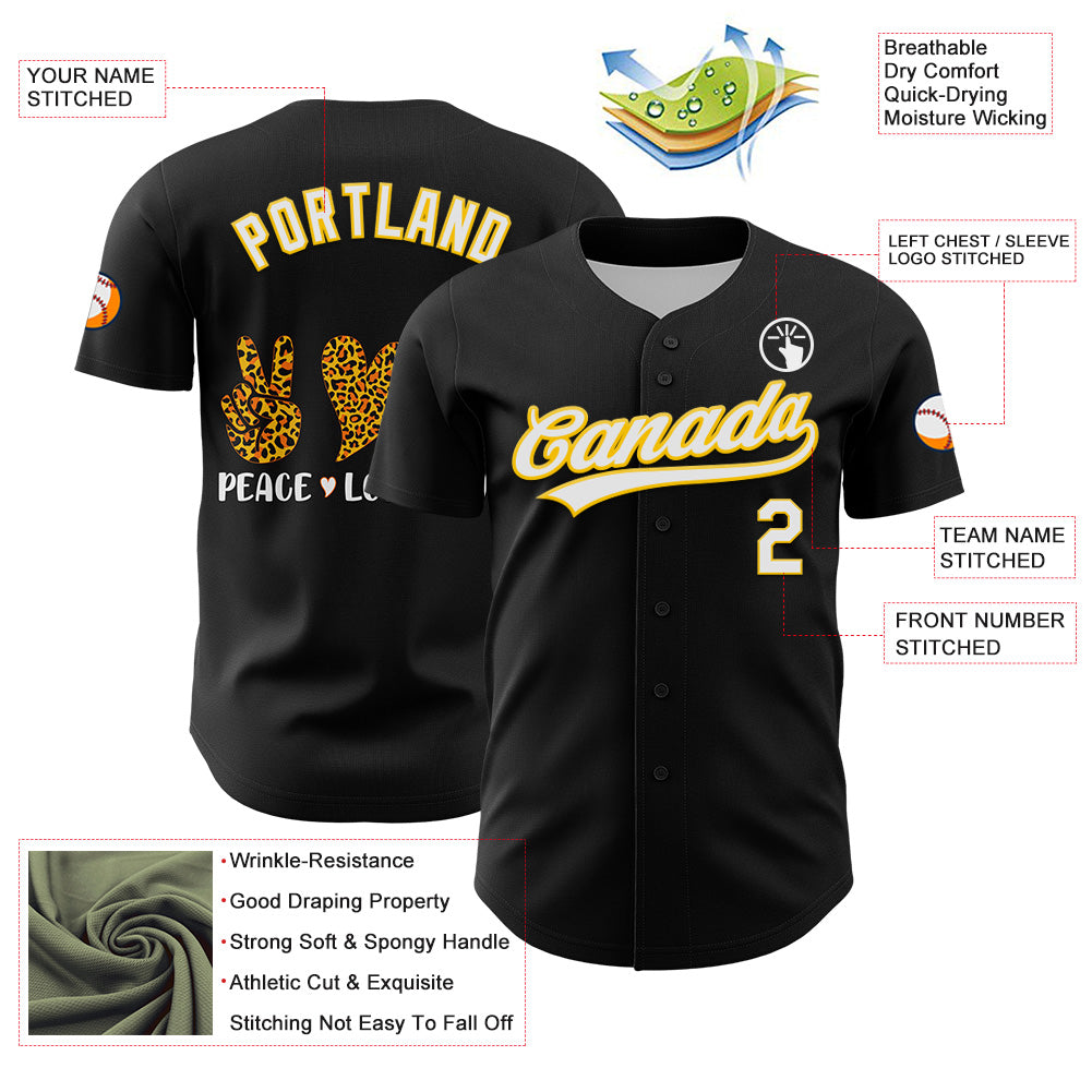 Custom Black White-Yellow 3D Childhood Cancer Gold Ribbon Authentic Baseball Jersey - Sky-Custom