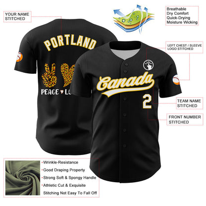 Custom Black White-Yellow 3D Childhood Cancer Gold Ribbon Authentic Baseball Jersey - Sky-Custom