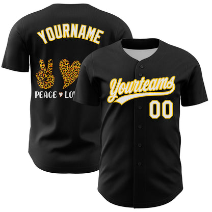 Custom Black White-Yellow 3D Childhood Cancer Gold Ribbon Authentic Baseball Jersey - Sky-Custom