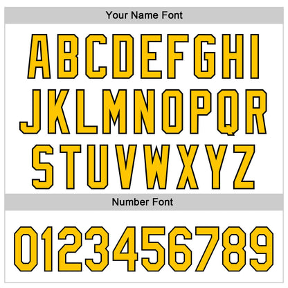 Custom White Black Pinstripe Yellow 3D Childhood Cancer Gold Ribbon Authentic Baseball Jersey - Sky-Custom