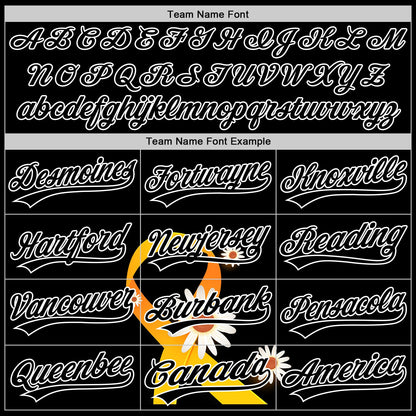 Custom Black Yellow-White 3D Childhood Cancer Gold Ribbon Authentic Baseball Jersey - Sky-Custom