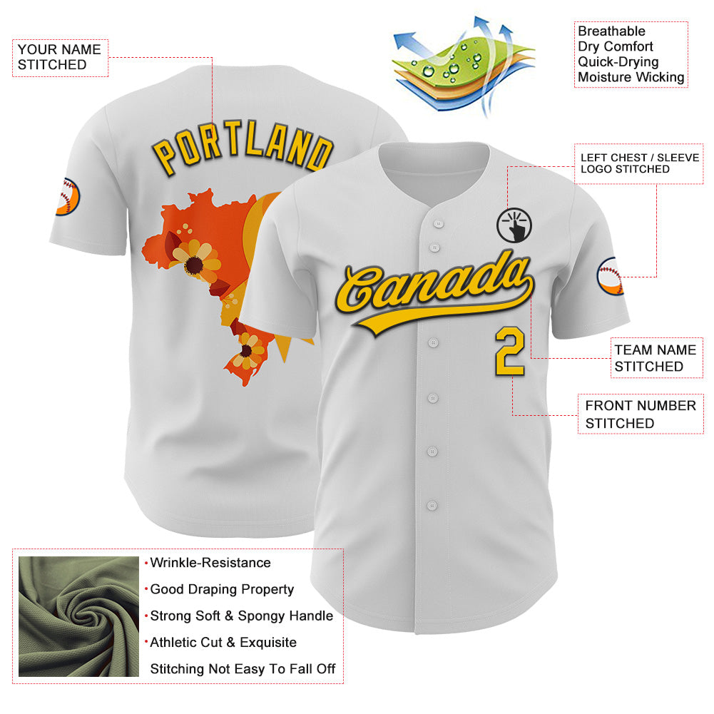 Custom White Yellow-Black 3D Childhood Cancer Gold Ribbon Authentic Baseball Jersey - Sky-Custom