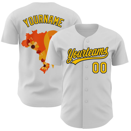 Custom White Yellow-Black 3D Childhood Cancer Gold Ribbon Authentic Baseball Jersey - Sky-Custom
