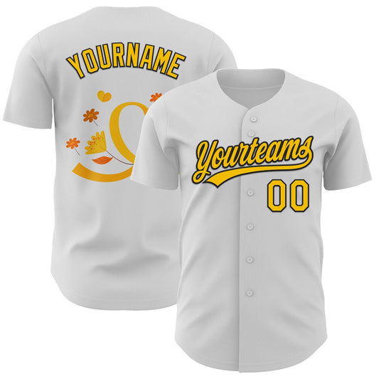 Custom White Yellow-Black 3D Childhood Cancer Gold Ribbon Authentic Baseball Jersey - Sky-Custom