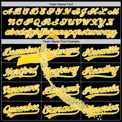 Custom Black Yellow-White 3D Childhood Cancer Gold Ribbon Authentic Baseball Jersey - Sky-Custom