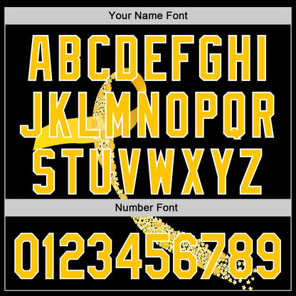 Custom Black Yellow-White 3D Childhood Cancer Gold Ribbon Authentic Baseball Jersey - Sky-Custom