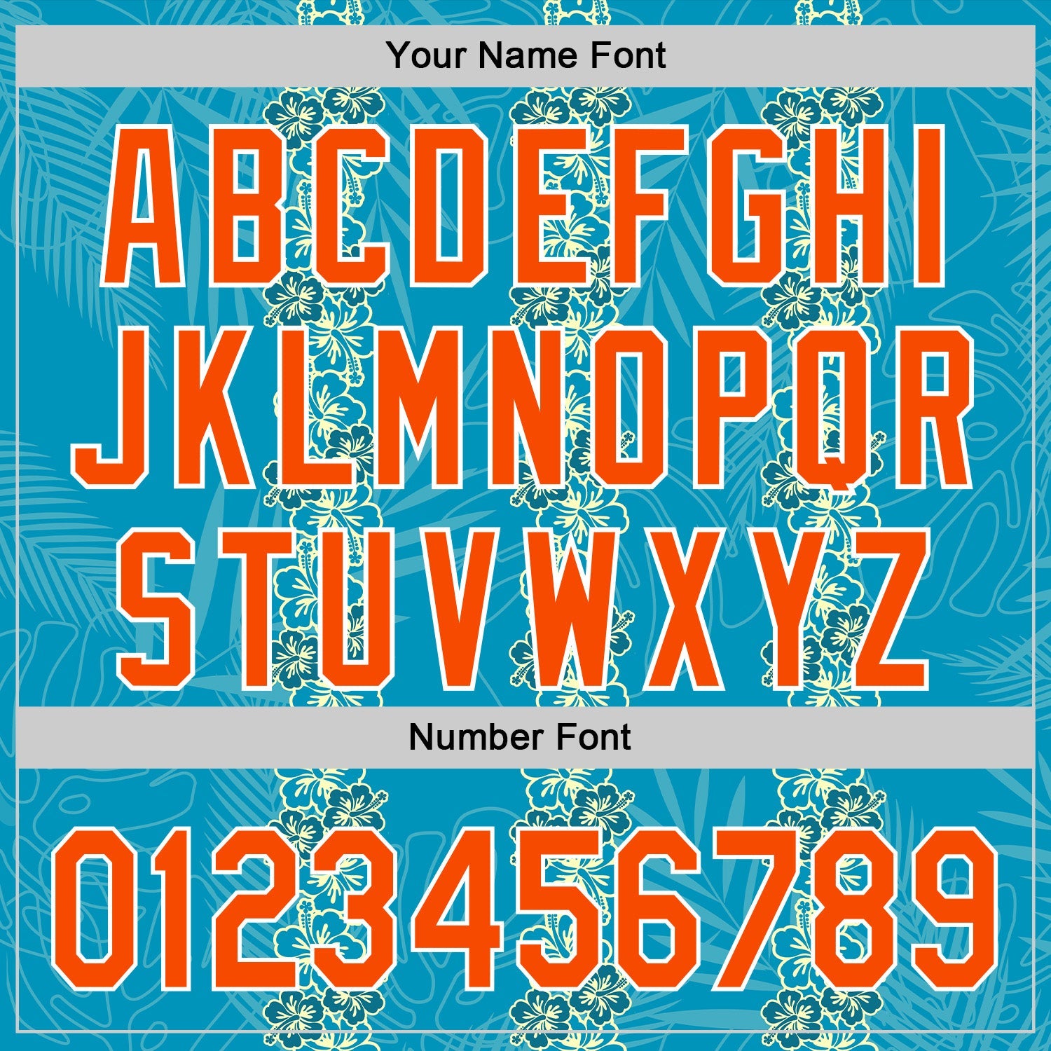 Custom Sky Blue Orange-White 3D Tropical Hawaii Jungle Leaves And Flower Authentic Baseball Jersey - Sky-Custom