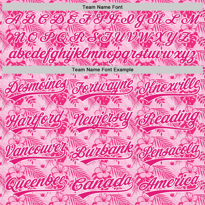 Custom Hot Pink White 3D Tropical Hawaii Jungle Leaves And Flower Authentic Baseball Jersey - Sky-Custom