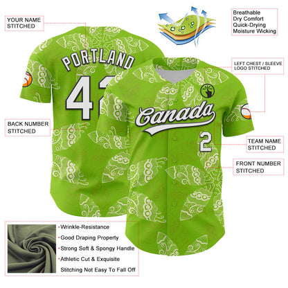 Custom Neon Green White-Black 3D Tropical Hawaii Jungle Plant Authentic Baseball Jersey - Sky-Custom