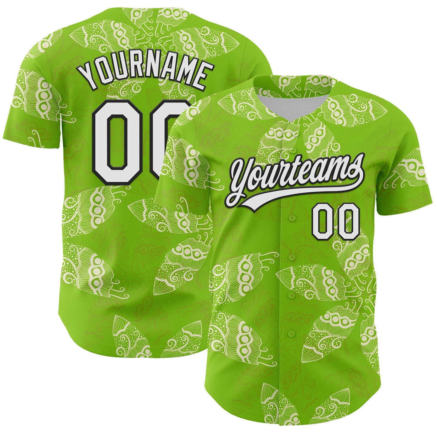Custom Neon Green White-Black 3D Tropical Hawaii Jungle Plant Authentic Baseball Jersey - Sky-Custom