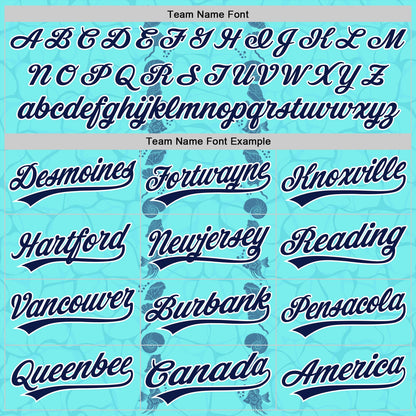 Custom Ice Blue Navy-White 3D Tropical Hawaii Style Authentic Baseball Jersey - Sky-Custom