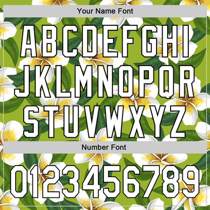 Custom Green White-Black 3D Tropical Hawaii Jungle Leaves And Flower Authentic Baseball Jersey - Sky-Custom
