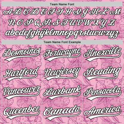 Custom Light Pink White-Black 3D Tropical Hawaii Jungle Leaves And Flower Authentic Baseball Jersey - Sky-Custom