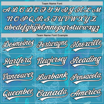Custom Panther Blue White-Black 3D Tropical Hawaii Jungle Leaves Authentic Baseball Jersey - Sky-Custom