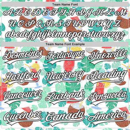 Custom White Black 3D Tropical Hawaii Jungle Leaves And Flower Authentic Baseball Jersey - Sky-Custom