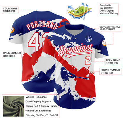 Custom Royal White-Fire Red 3D Costa Rica Costa Rican Flag Authentic Baseball Jersey - Sky-Custom