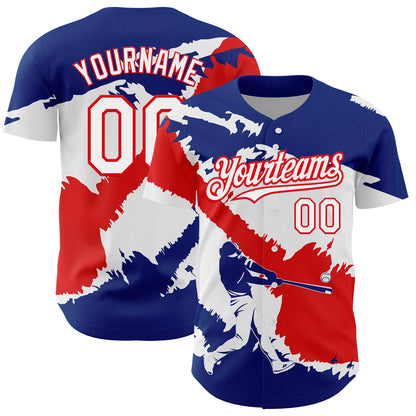 Custom Royal White-Fire Red 3D Costa Rica Costa Rican Flag Authentic Baseball Jersey - Sky-Custom