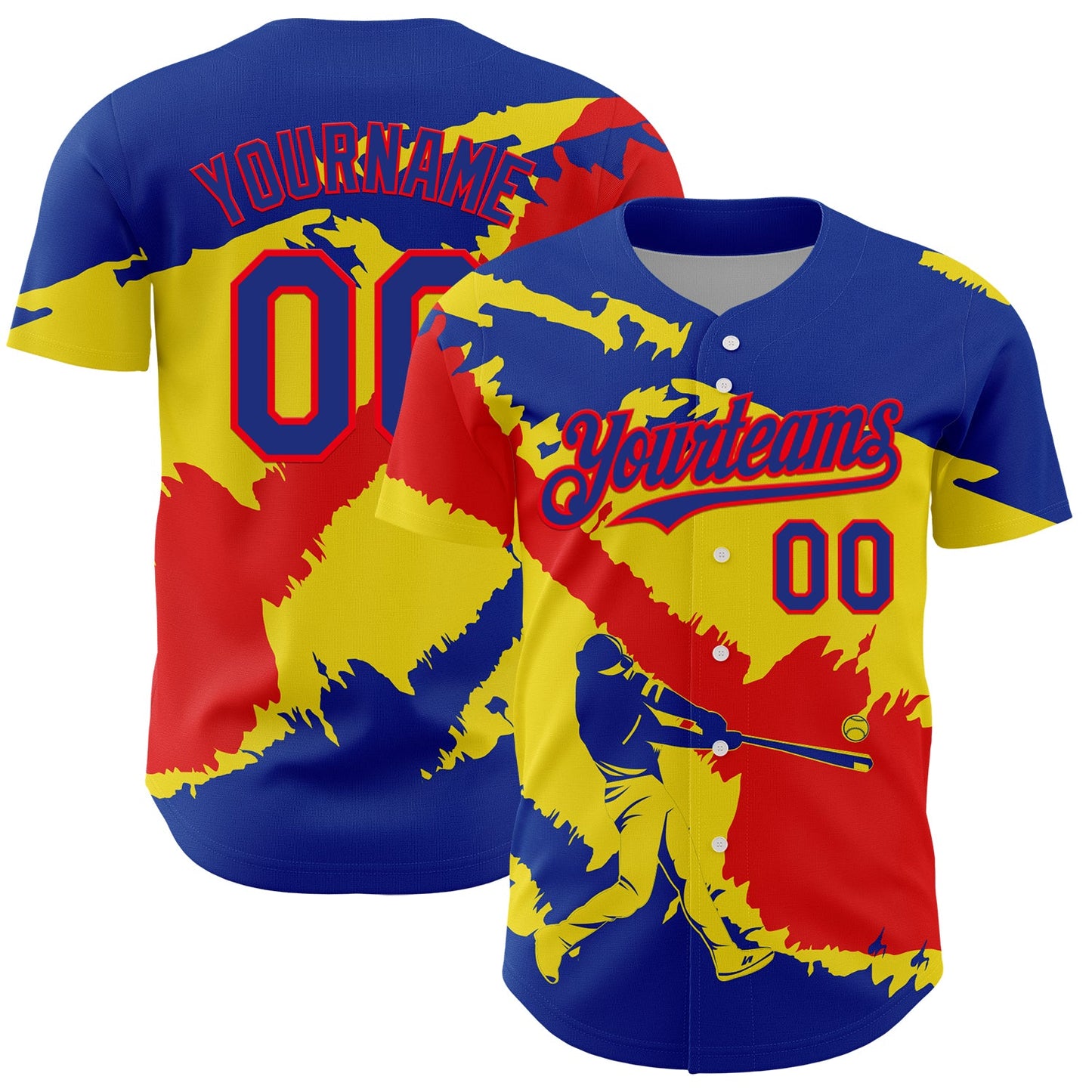 Custom Royal Fire Red-Light Yellow 3D Ecuador Ecuadorian Flag Authentic Baseball Jersey - Sky-Custom