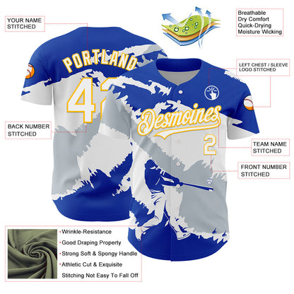 Custom Thunder Blue Gold-Silver 3D El Salvador El Salvadoran Flag Authentic Baseball Jersey - Sky-Custom