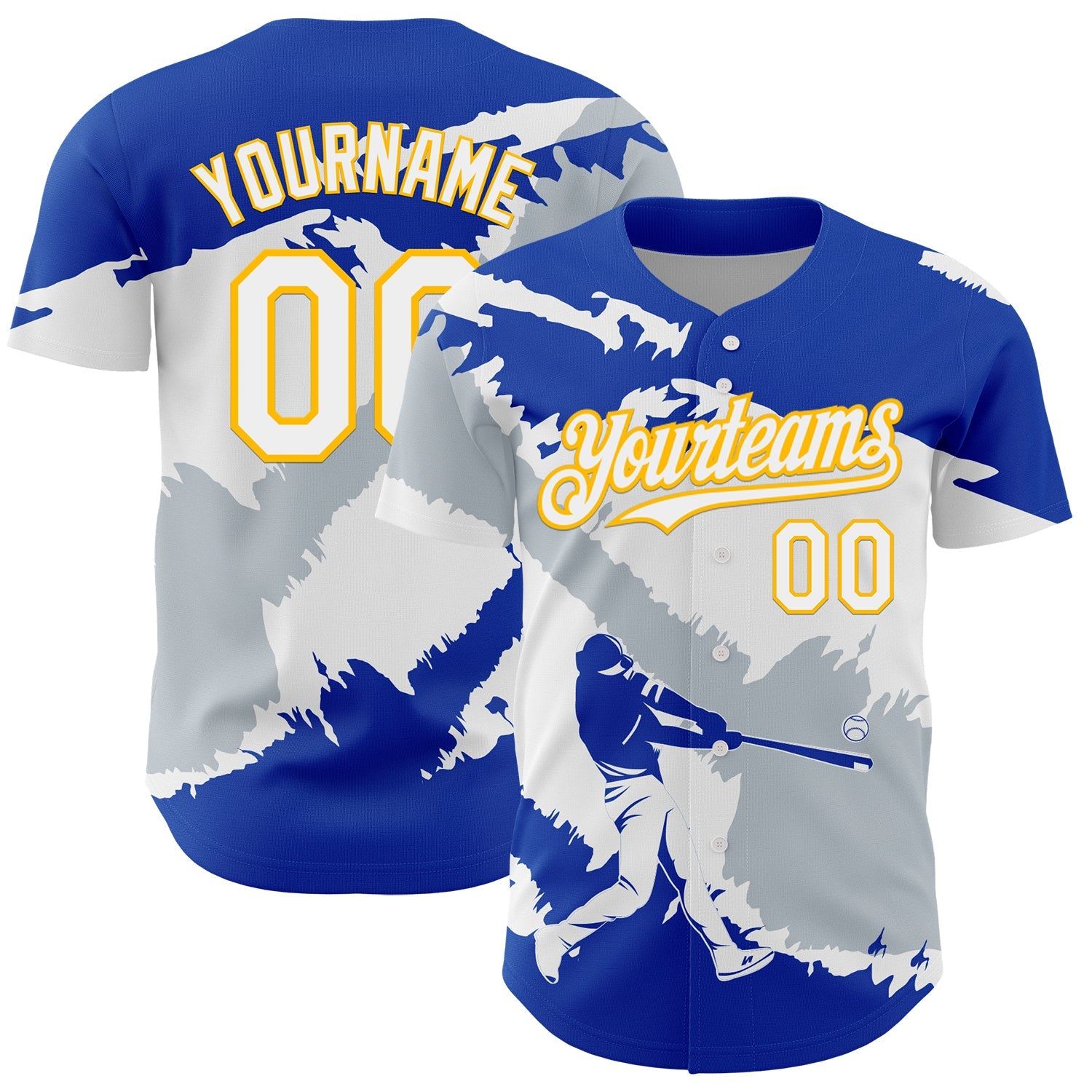 Custom Thunder Blue Gold-Silver 3D El Salvador El Salvadoran Flag Authentic Baseball Jersey - Sky-Custom