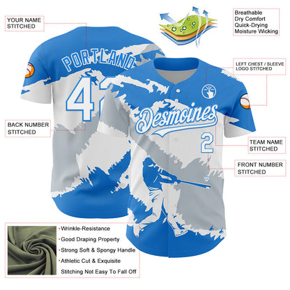 Custom Electric Blue White-Silver 3D Honduras Honduran Flag Authentic Baseball Jersey - Sky-Custom