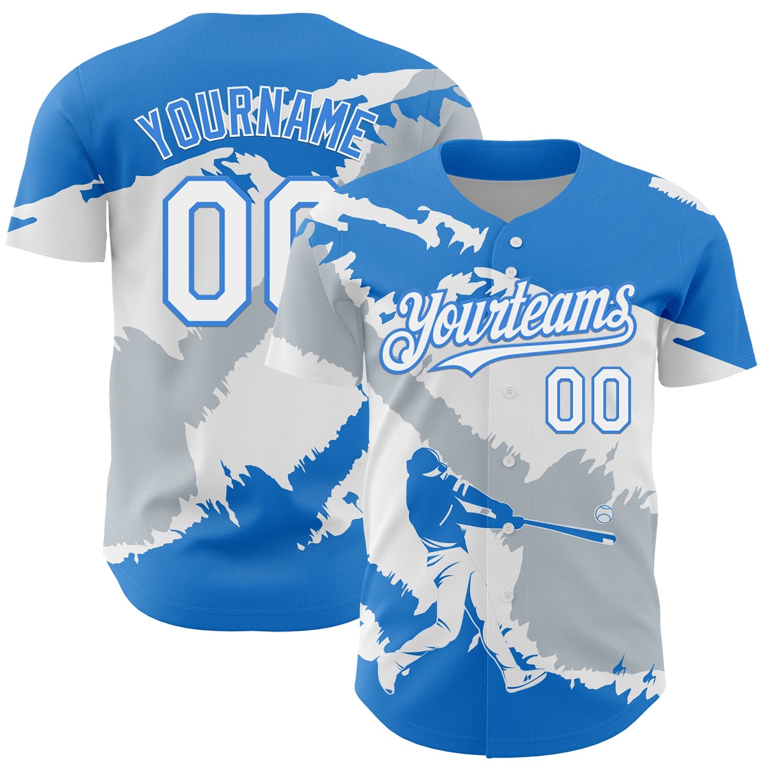 Custom Electric Blue White-Silver 3D Honduras Honduran Flag Authentic Baseball Jersey - Sky-Custom