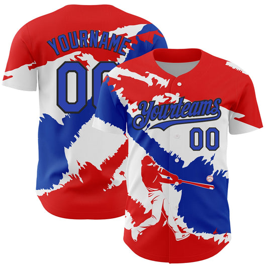 Custom Fire Red Thunder Blue-Black 3D Paraguay Paraguayan Flag Authentic Baseball Jersey - Sky-Custom