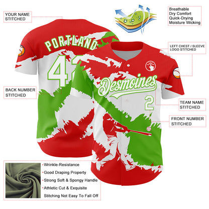 Custom Fire Red White-Aurora Green 3D Peru Peruvian Flag Authentic Baseball Jersey - Sky-Custom