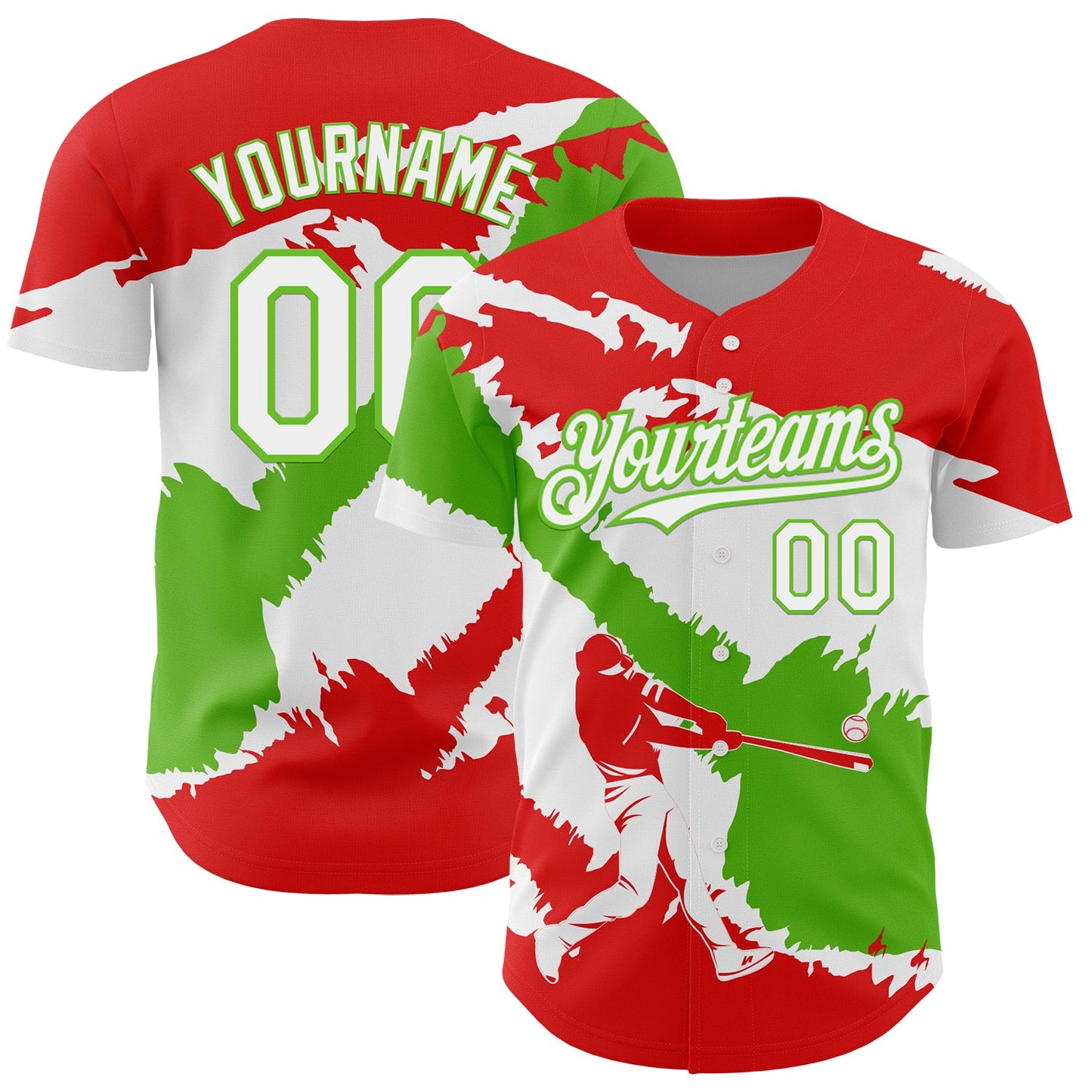 Custom Fire Red White-Aurora Green 3D Peru Peruvian Flag Authentic Baseball Jersey - Sky-Custom