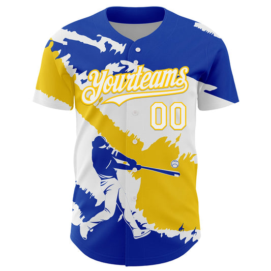 Custom Thunder Blue White-Yellow 3D Uruguay Uruguayan Flag Authentic Baseball Jersey - Sky-Custom
