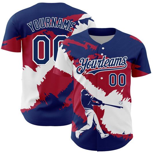Custom US Navy Blue Cardinal-White 3D USA Flag Authentic Baseball Jersey - Sky-Custom